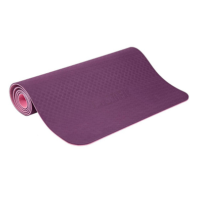 Коврик для йоги и фитнеса PROFI-FIT, 6 мм, ПРОФ (фиолетовый/розовый)